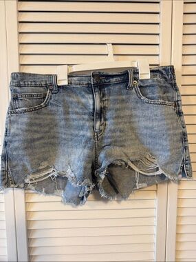 Aerie Light Blue Distressed Denim Shorts - Casual Women's Cutoffs